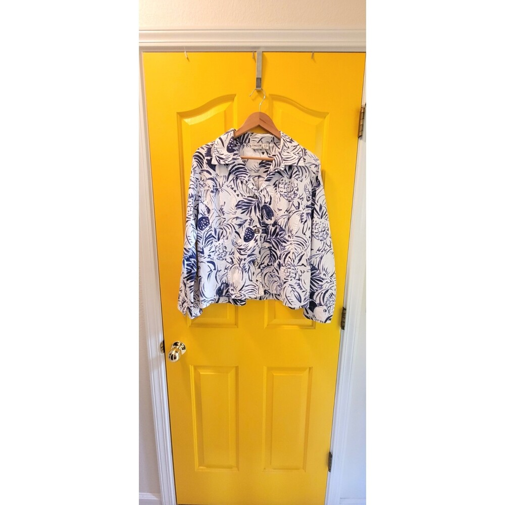 Chico's Blue & White Floral Womans Blazer